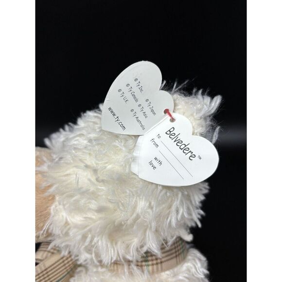 Ty Classic Belvedere The Cream Colored Bear with Plaid Ribbon‎ Medium 10" - Picture 3 of 4